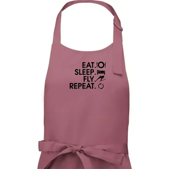 Kuchyňská zástěra Eat sleep fly repeat - skoky na lyžích - Pánská zástěra na vaření - Univerzální velikost ( Starorůžová )