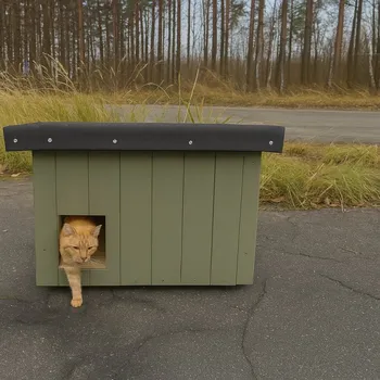 Bouda pro psa Zateplená bouda pro kočku - Olivová