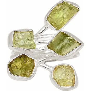 Prsten Designový prsten s olivíny stříbro Ag 925 R131 51 mm (US 5,5), 5,5 g