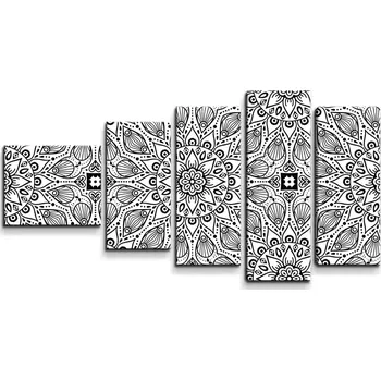 Obraz Sablio Obraz - 5-dílný Bílé mehendi - 100x60 cm