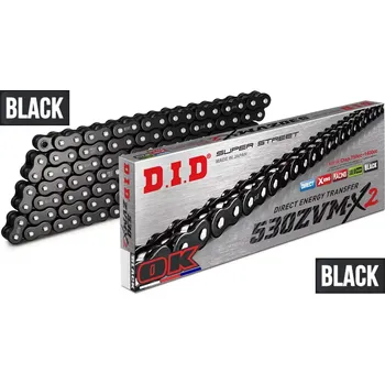 Řetězová sada pro motocykl D.I.D (Japonsko) Řetěz DID 530ZVM-X2 BLACK Raven Edition - X-ring - 118 článků