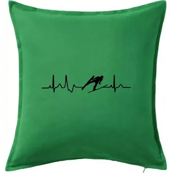 Polštář EKG skoky na lyžích - Polštář 50x50 - 50x50 - Pouze potah ( Středně zelená )