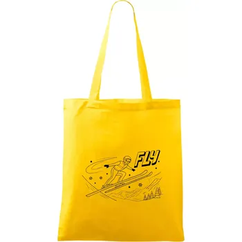 Nákupní taška Skokan na lyžích černý obrázek FLY - Taška bavlněná - 42 x 38 cm ( Žlutá )