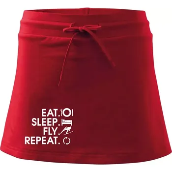 Dámská sukně Eat sleep fly repeat - skoky na lyžích - Sportovní sukně - two in one - L ( Červená )