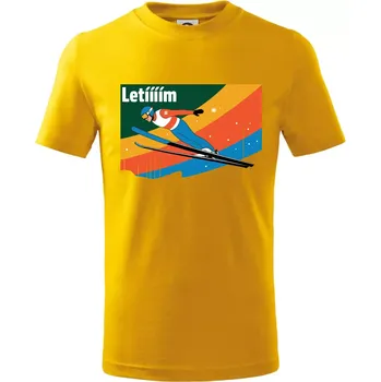 Chlapecké tričko Letííím Skokan na lyžích - Tričko dětské bavlněné - 134 cm/8 let ( Žlutá )