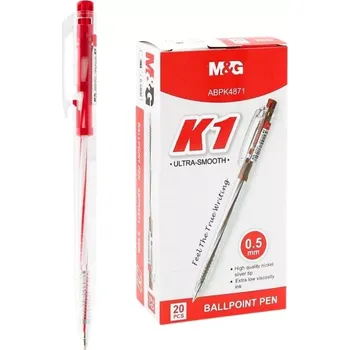 Kuličkové pero M&G K1 0,5 mm – červená náplň