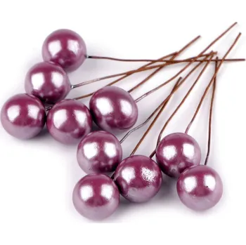 umělá květina Kuličky / bobule na drátku ke tvoření Ø1,5 cm, malé, 8 fialová
