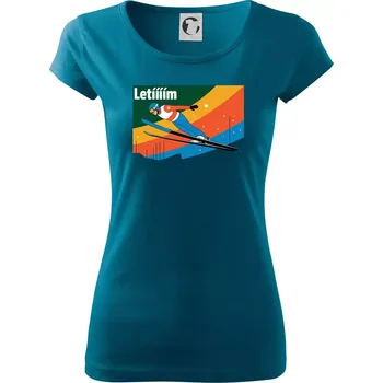 Dámské tričko Letííím Skokan na lyžích - Dámské triko Pure - XS ( Petrolejová )