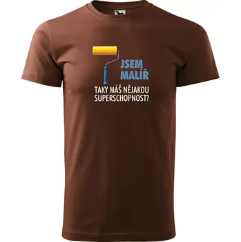 Pánské tričko Sablio Tričko s potiskem Jsem malíř, taky máš nějakou superschopnost? - hnědé S