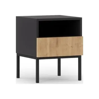 Noční stolek Noční stolek do ložnice Lanzzi 40 - ELTAP Dub artisan/černý mat 40x50 cm