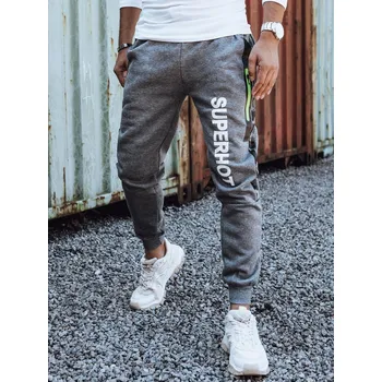 Pánské teplákové kalhoty s potiskem UX4445 Barva: Světle Šedá, Velikost: XL