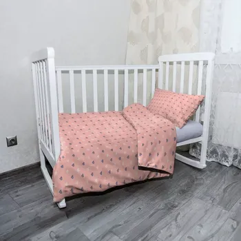 Povlečení Sablio Mikroplyšové dětské povlečení do postýlky Srdíčka na růžové - 120x90 / 40x60