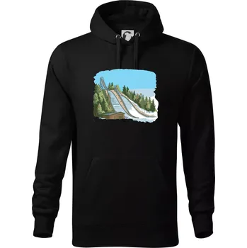 Pánská mikina Obrázek skokanských můstků - Mikina pánská Cape s kapucí - 5XL ( Černá )