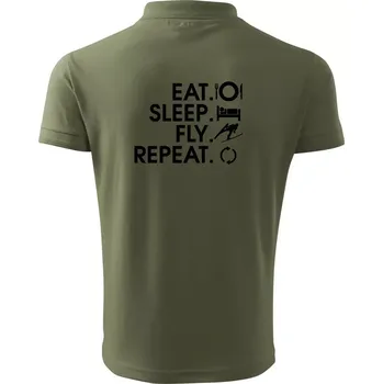 Pánská košile Eat sleep fly repeat - skoky na lyžích - Polokošile pánská Pique Polo 203 - M ( Khaki )