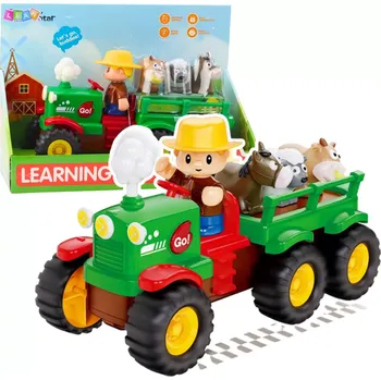 autíčko Interaktivní dětský traktor s přívěsem a zvířátky se světly a zvuky FARMER FUN TRUCK