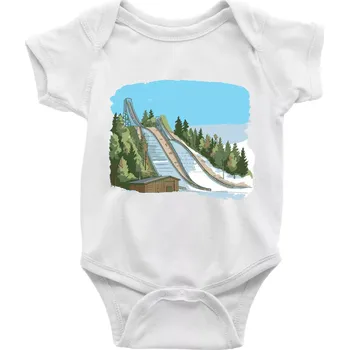 Kojenecký body Obrázek skokanských můstků - Body kojenecké s krátkým rukávem - Krátký r. 18-24 měs ( Bílá )