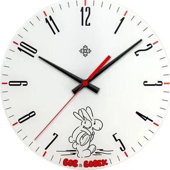 Hodiny Dětské nástěnné hodiny s tichým chodem PRIM Bob a Bobek - bílo-červené - E19.5460.009020