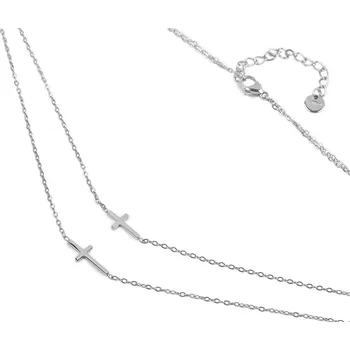 Náramek Náhrdelník z nerezové oceli dvojitý, křížek, malé, 1 stříbrná