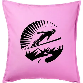 Polštář Skokan černý v kruhu - Polštář 50x50 - 50x50 - Pouze potah ( Růžová )