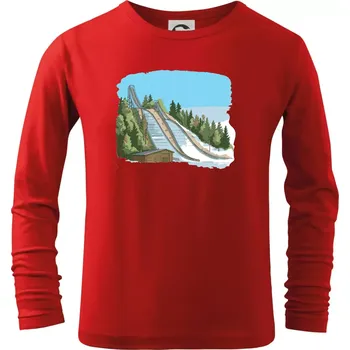 Chlapecké tričko Obrázek skokanských můstků - Triko dětské Long Sleeve - 122 cm/6 let ( Červená )