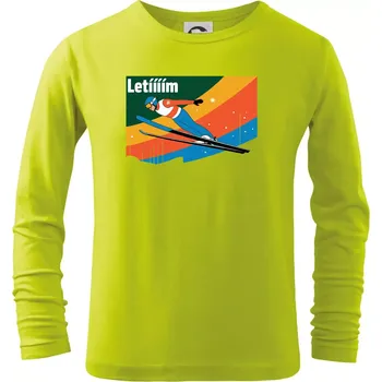 Letííím Skokan na lyžích - Triko dětské Long Sleeve - 134 cm/8 let ( Limetková )