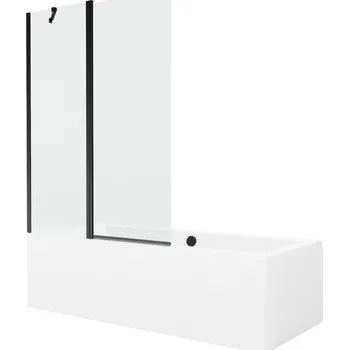 Vanová zástěna MEXEN/S - Cube obdélníková vana 180 x 80 cm s panelem + vanová zástěna 120, transparent, černá 550518080X9412117000