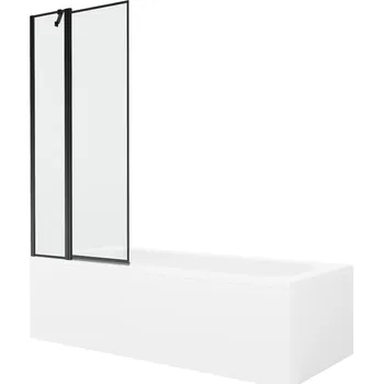 Vanová zástěna MEXEN/S - Vega obdélníková vana 180 x 80 cm s panelem + vanová zástěna 80, černá vzor 550118080X9408117070