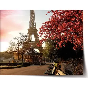 Plakát Sablio Plakát Eiffelova věž a červený strom - 60x40 cm