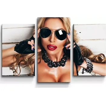 Obraz Sablio Obraz - 3-dílný Žena s brýlemi - 75x50 cm
