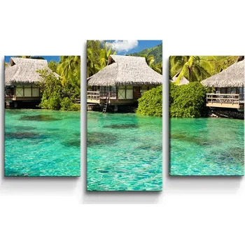 Obraz Sablio Obraz - 3-dílný Chatky na moři - 75x50 cm