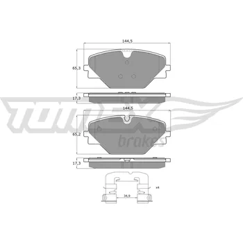 Brzdová destička Sada brzdových destiček, kotoučová brzda TOMEX Brakes TX 60-82