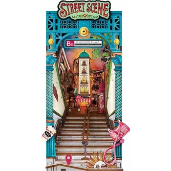 3D puzzle RoboTime 3D skládačka Zarážka na knihy Miniatura domečku Městská ulice