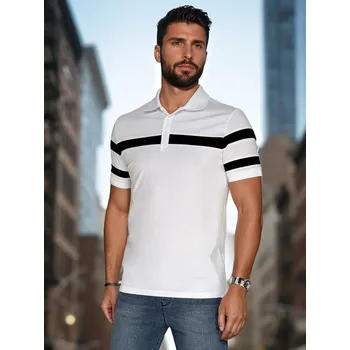 Pánské tričko Pánská košile polo z paskami PX0628 Barva: Světle Šedá, Velikost: 2XL