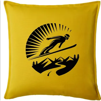 Polštář Skokan černý v kruhu - Polštář 50x50 - 50x50 - Pouze potah ( Žlutá )