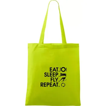 Eat sleep fly repeat - skoky na lyžích - Taška bavlněná - 42 x 38 cm ( Limetková )