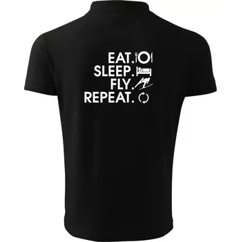 Pánská košile Eat sleep fly repeat - skoky na lyžích - Polokošile pánská Pique Polo 203 - 3XL ( Černá )