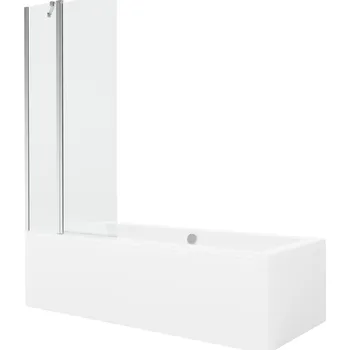 Vanová zástěna MEXEN/S - Cube obdélníková vana 170 x 80 cm s panelem + vanová zástěna 80, transparent, chrom 550517080X9408110100