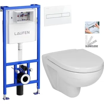 WC sada LAUFEN Rámový podomítkový modul CW1 SET s bílým tlačítkem + WC JIKA LYRA PLUS + SEDÁTKO DURAPLAST SLOWCLOSE H8946600000001BI LY5
