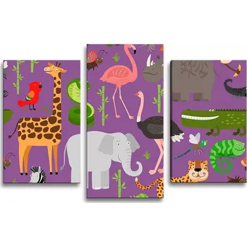 Obraz Sablio Obraz - 3-dílný Animované safari - 75x50 cm