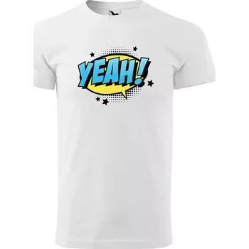 Pánské tričko Sablio Tričko s potiskem YEAH! - bílé 5XL