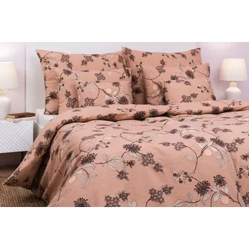 Bytový textil Krepové povlečení - Klaudie světle hnědá - na plast. knoflíky