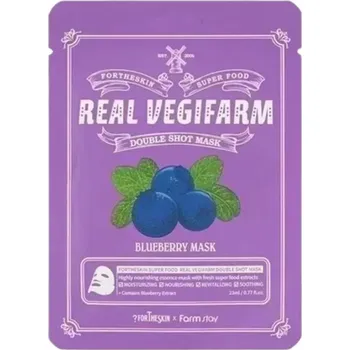 Pleťová maska Fortheskin - Super Food Real Vegifarm Double Shot Mask 23ml - Blueberry