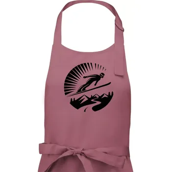 Kuchyňská zástěra Skokan černý v kruhu - Pánská zástěra na vaření - Univerzální velikost ( Starorůžová )