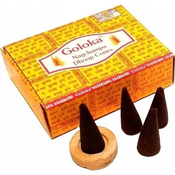 Vonná tyčinka KUŽELOVÉ VONNÉ TYČINKY GOLOKA NAGCHAMPA 10 KUSŮ INDIE