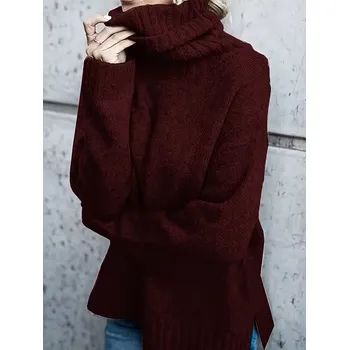 Dámský svetr Dámský svetr s vysokým límcem Barva: Červená, Velikostní tabulka: XL