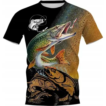 Pánské rybářské tričko s potiskem 3D Dárek pro rybáře na ryby - L