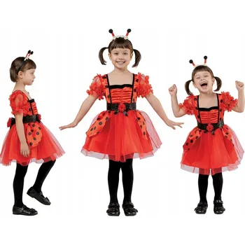 Karnevalový kostým Sada pro děti Biedronka (šaty, čelenka, pásek), vel 92/104 cm