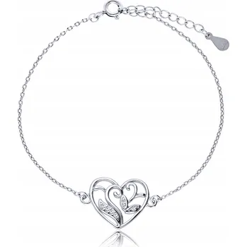 Náramek Stříbrný Náramek 925 Srdce Prolamované Gravírování
