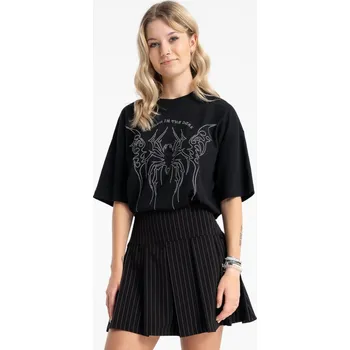 Dívčí tričko Reporter Young | Dívčí černé tričko LOOSE s potiskem „BORN IN THE DARK“ - Barva ČERNÁ, Velikost 146 253-0440G-49-100-1