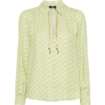 Dámské oblečení Vzorovaná halenka Elisabetta Franchi Elisabetta Franchi bílá | světle zelená 3492987